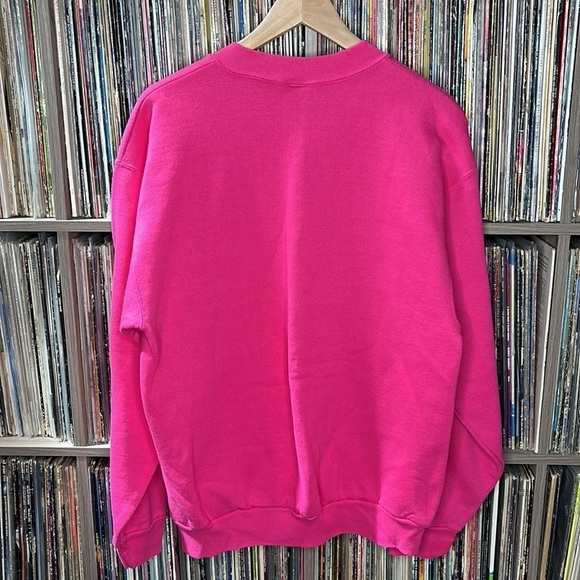 Vintage 80s Bright Pink Alaska Sweatshirt w/ Wild Iris Flowers Print Size Large - Picture 3 of 4